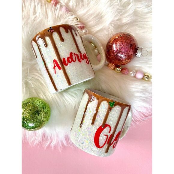 NWOT Custom Holiday Mug Sz 12 oz White/Brown READY TO SHIP - Picture 2 of 2